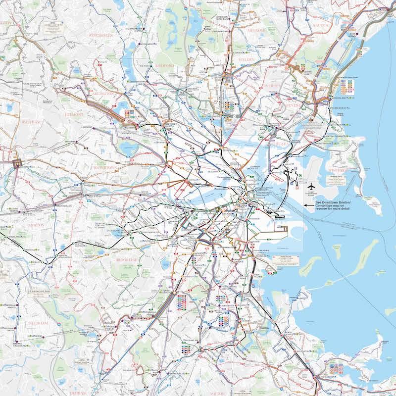 Map of the Greater Boston area with all MBTA modes and lines