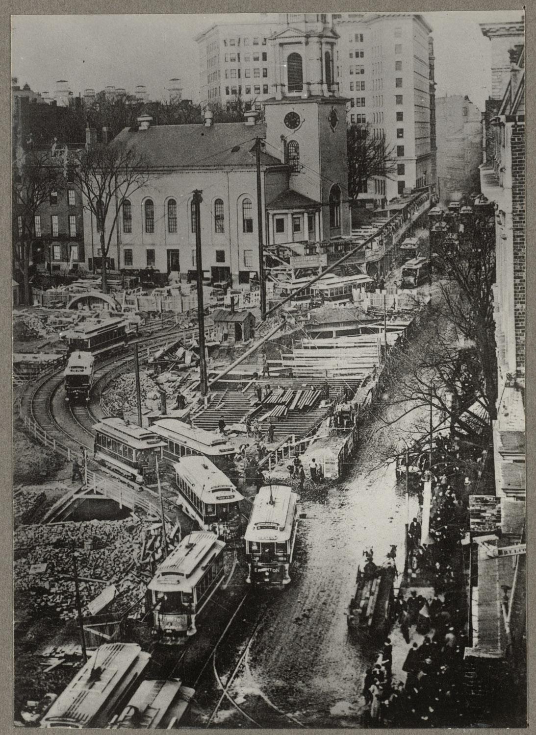 Park Street station construction in 1890s