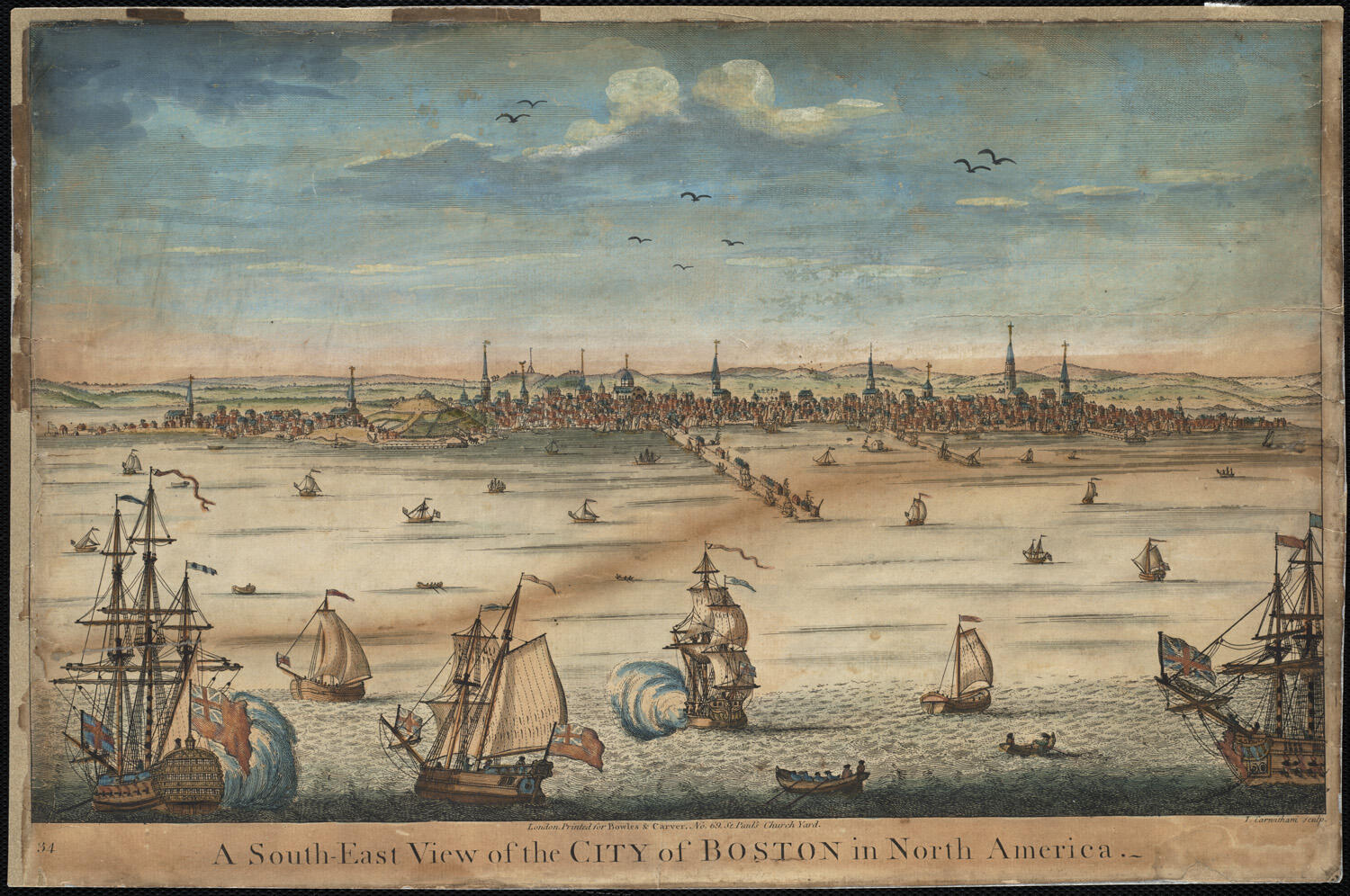 Waterfront illustration of early Boston. 