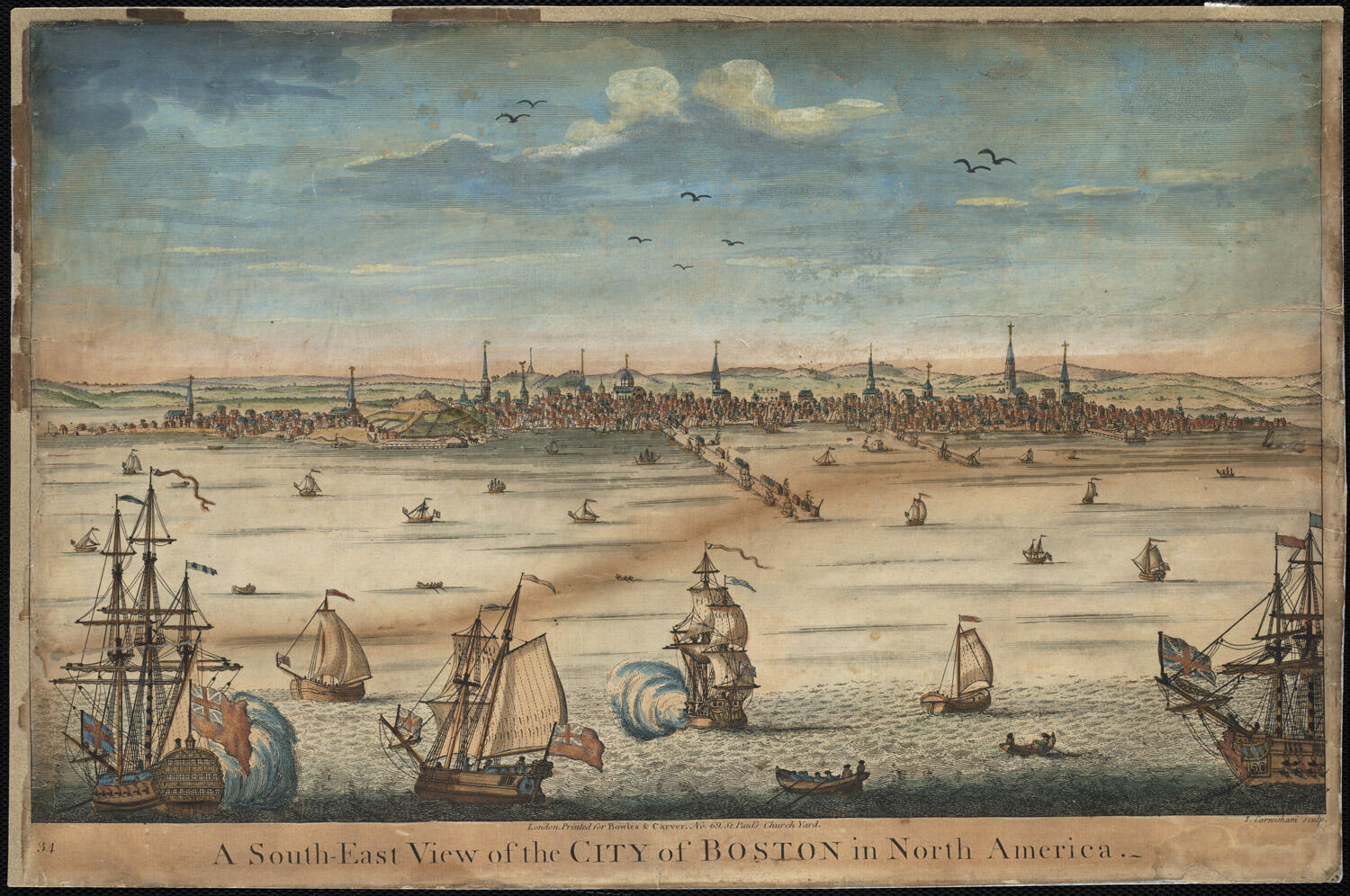Waterfront illustration of early Boston.