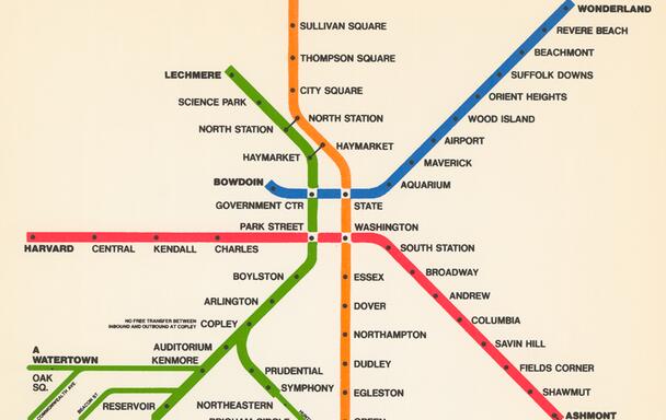 The 1965 MBTA rapid transit map. 